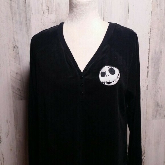 Disney Black Pajama Top with Jack Skellington Design - Picture 1 of 5